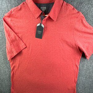 NWT Ashworth Golf Polo Shirt Short Sleeve $75 Large Orange Blank Cotton Linen